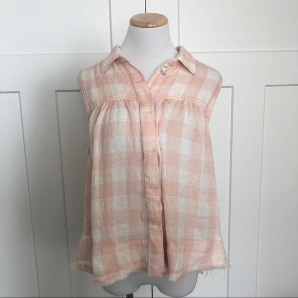 Free People Tops - ❌SOLD❌Free People Check Plaid Sleeveless Top Fray